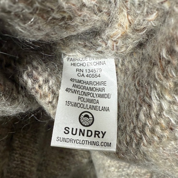 Sundry Womens Size 0 Cardigan Sweater Gray Pink Mohair Nylon Wool Blend V Neck - Picture 6 of 8